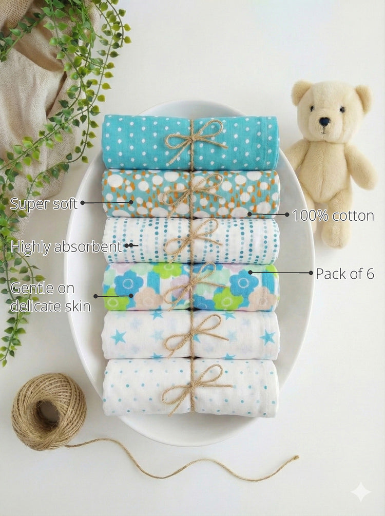 Baby Cotton Napkins (Set of 6) features
