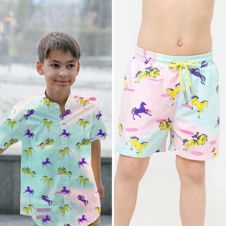 Tropic Classique Co-ord Set (Galloping Racehorses)