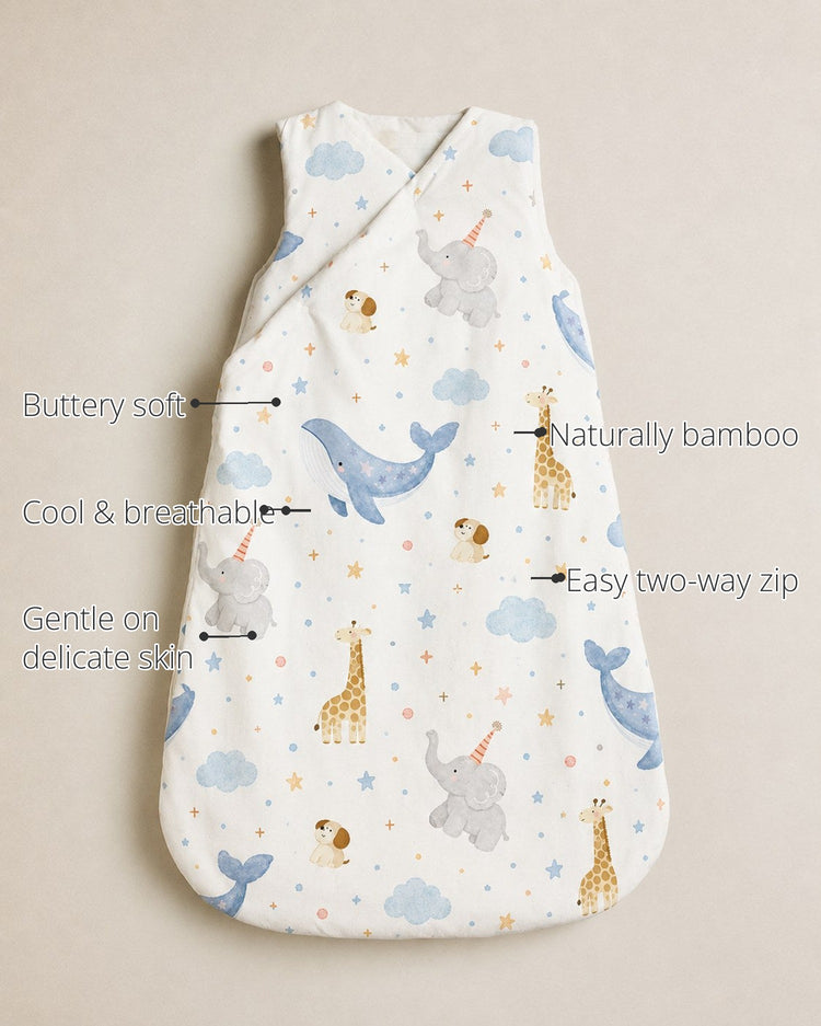 Blue Whale Bamboo Baby Sleeping Bag features