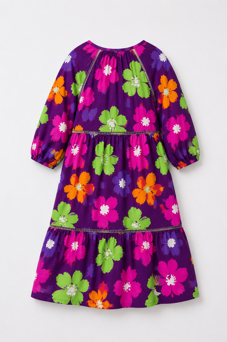 Purple Bloom Tiered Dress