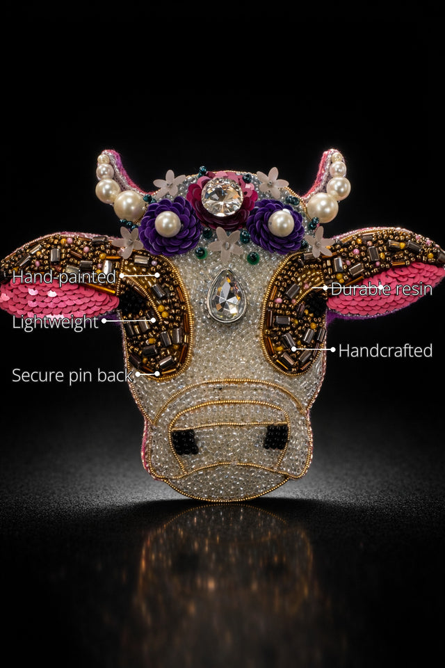 Flowery Cow Brooch features