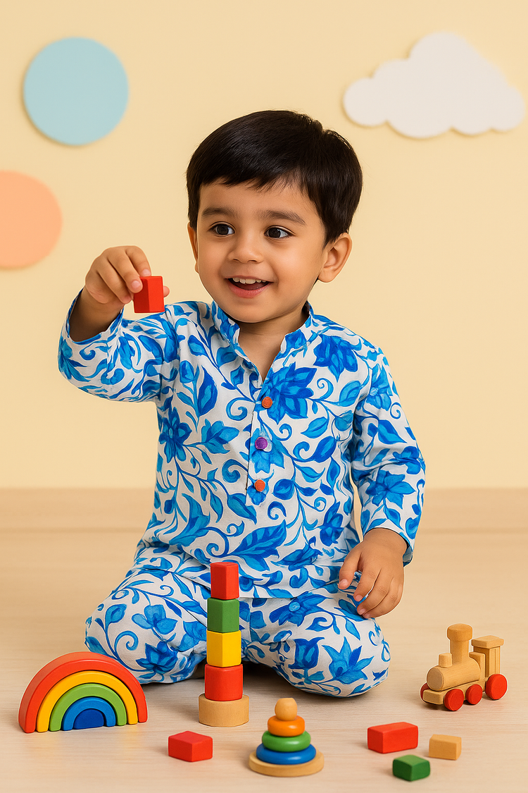 Blue Floral Cotton Co-ord Set