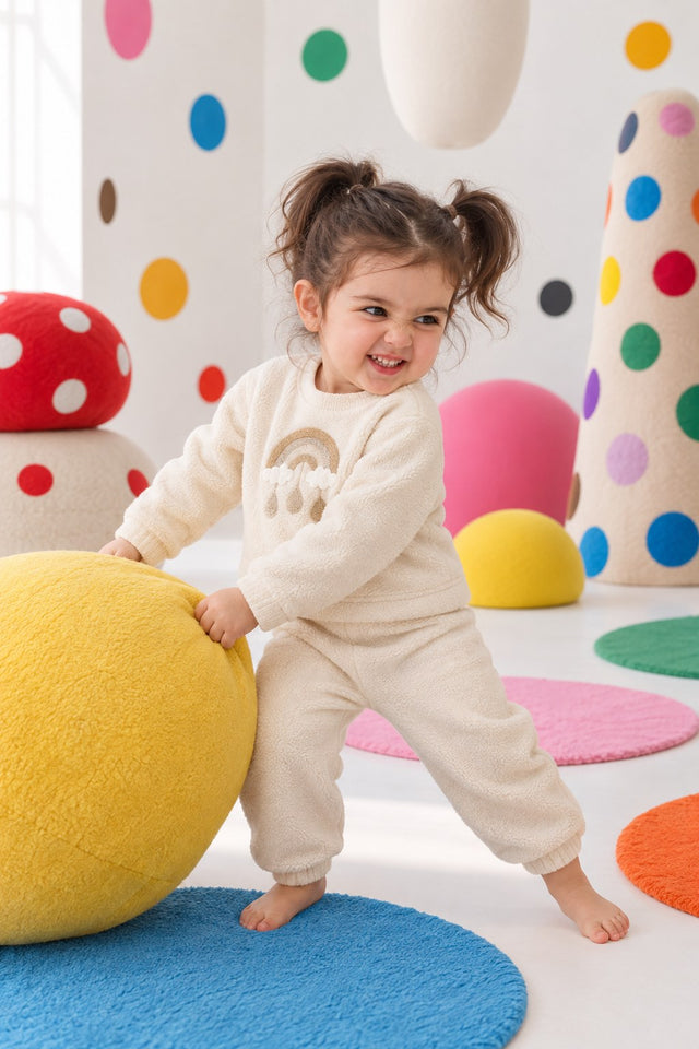 Off-white Rainbow Fleece Set for kids by Anaario – winter fleecewear