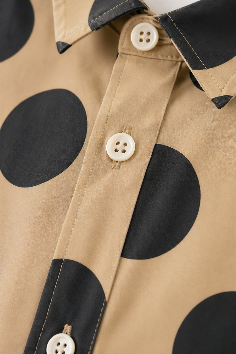 Mocha Dot Oversized Shirt Set