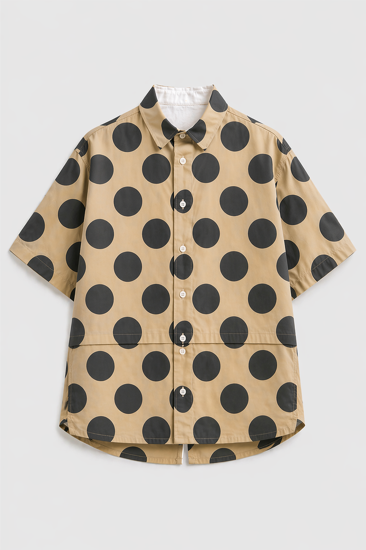 Mocha Dot Oversized Shirt Set