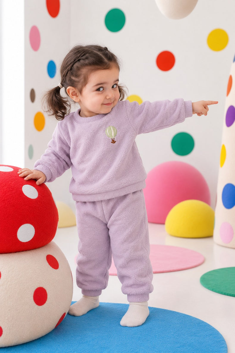 Lavender Hot Air Balloon Fleece Set for kids by Anaario – winter fleecewear