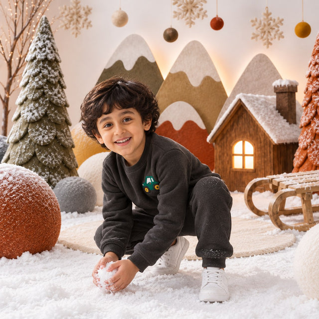 Grey Truck Fleece Set for kids by Anaario – winter fleecewear