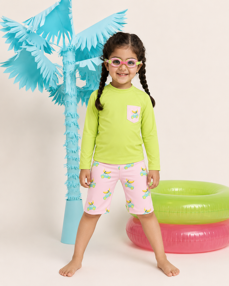 Lime and Pink Banana Car Swim Set