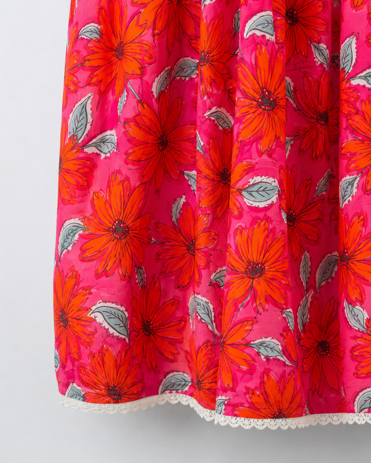 Coral Garden Smocked Dress