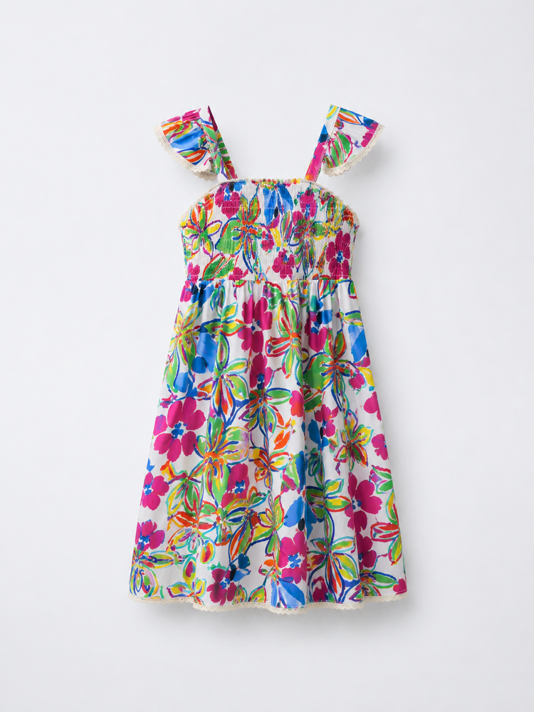 Rainbow Garden Smocked Dress
