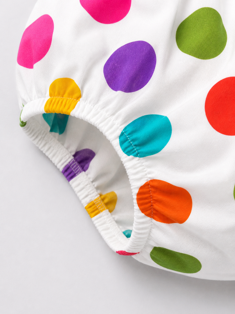Rainbow Dot Pinafore Romper