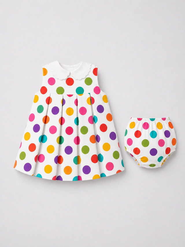 Rainbow Dot Pinafore Romper