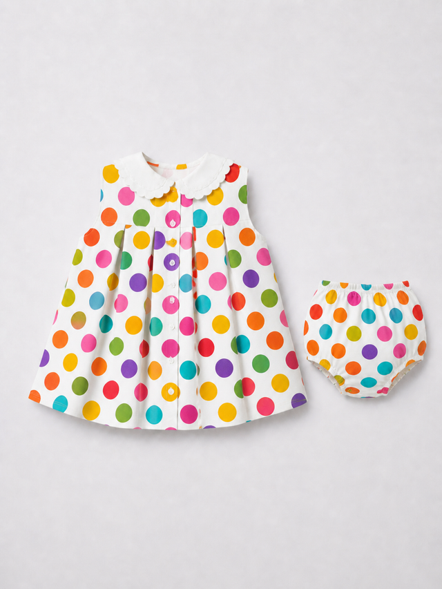 Rainbow Dot Pinafore Romper