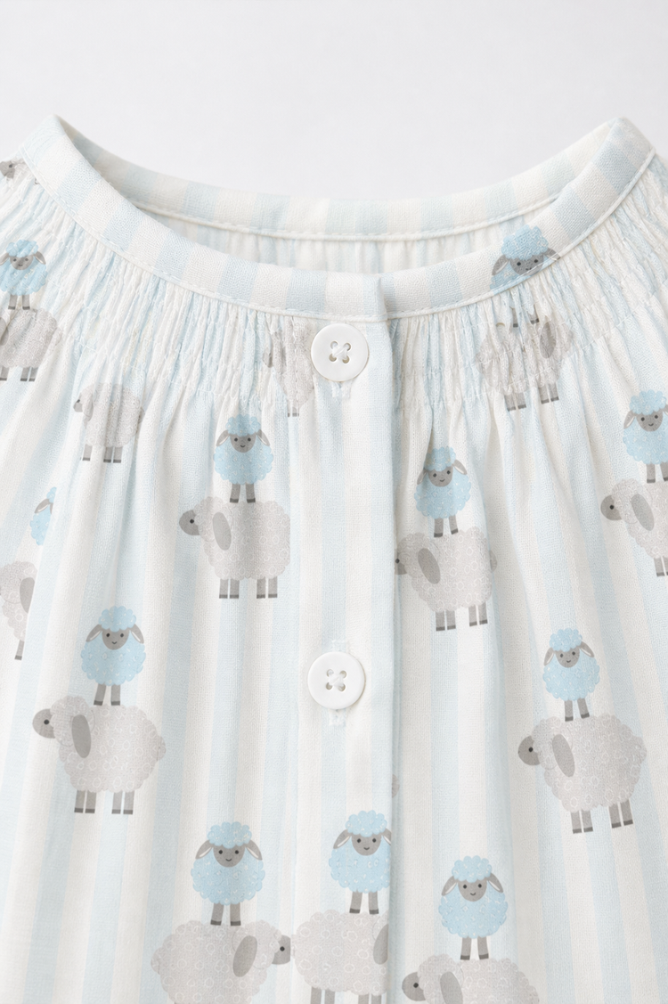 Blue Sheep Smocked Baby Co-ord Set