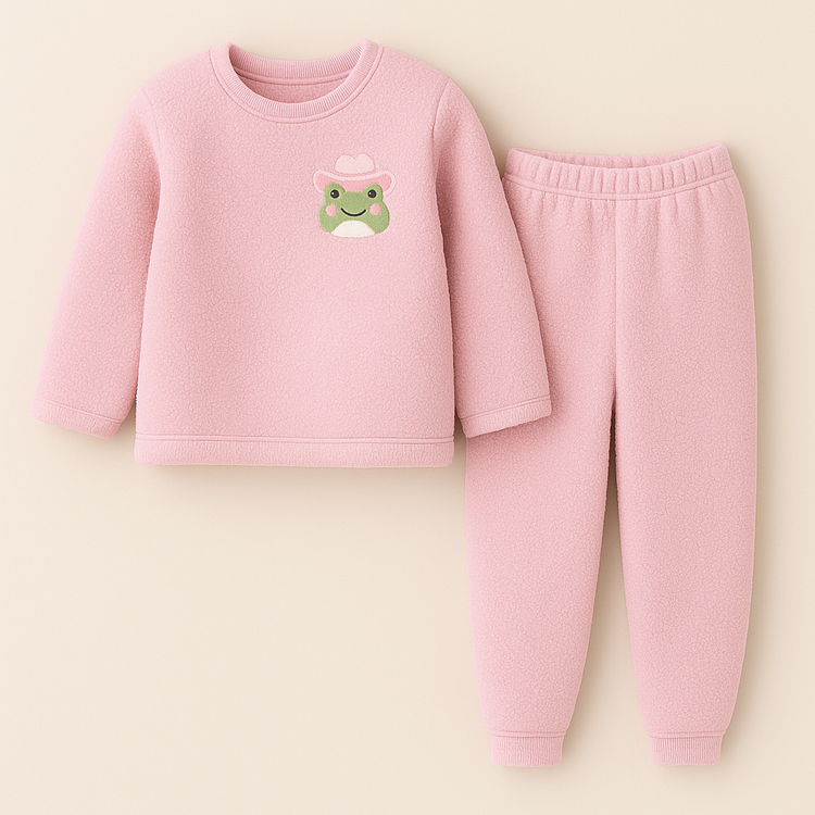 Pink Frog Fleece Set