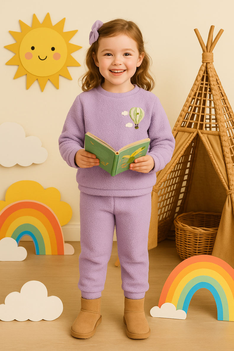 Lavendar Hot Air Balloon Fleece Set