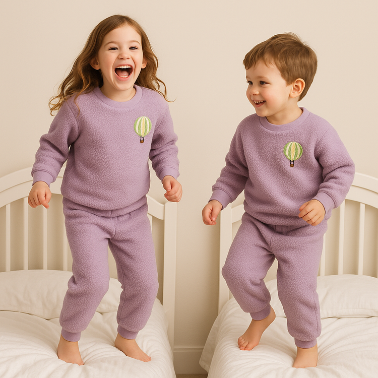 Lavendar Hot Air Balloon Fleece Set