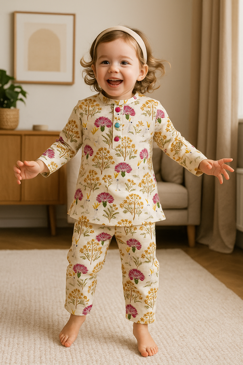 Multi-Colored Floral Cotton Co-ord Set