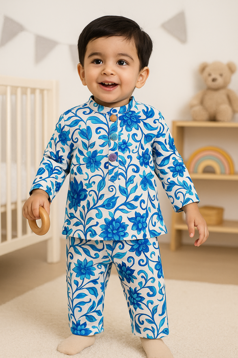 Blue Floral Cotton Co-ord Set