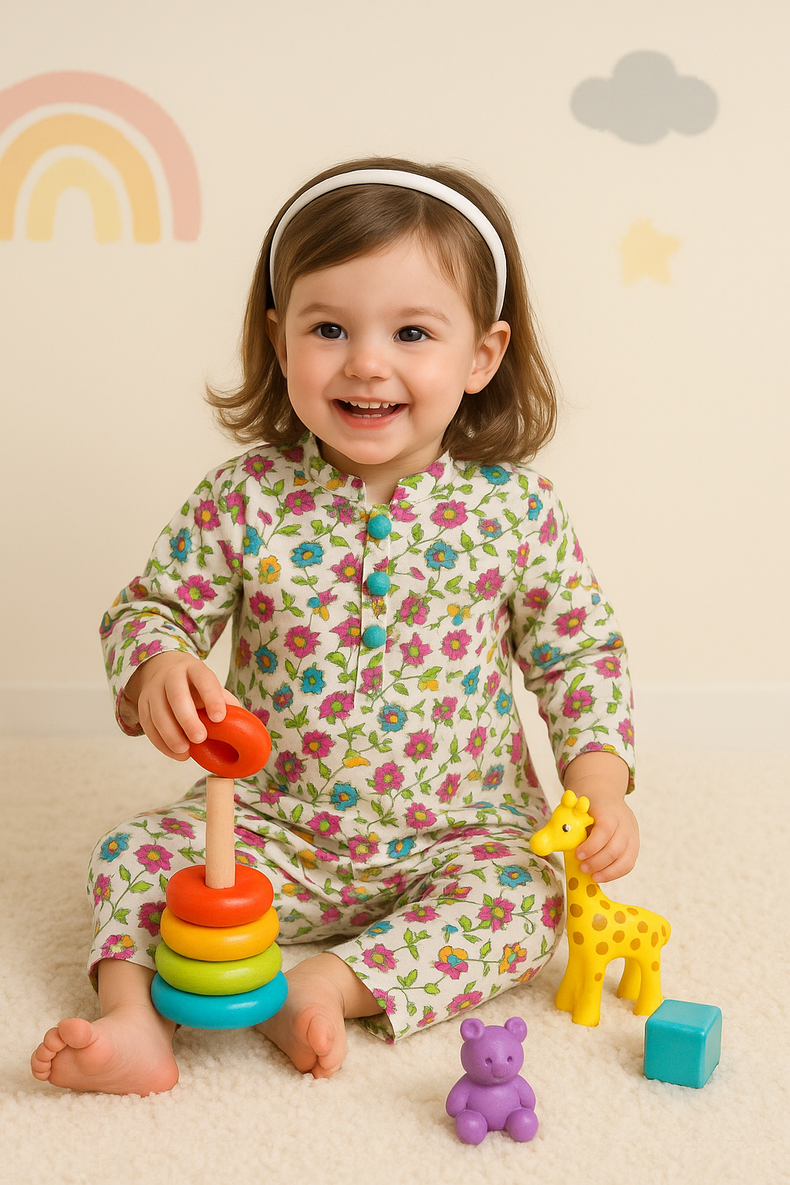 Multi-Coloured Floral Cotton Co-ord Set