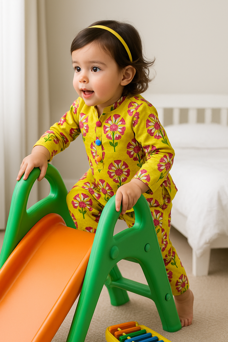 Yellow Floral Cotton Co-ord Set