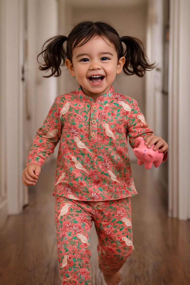 Peach Floral Cotton Co-ord Set