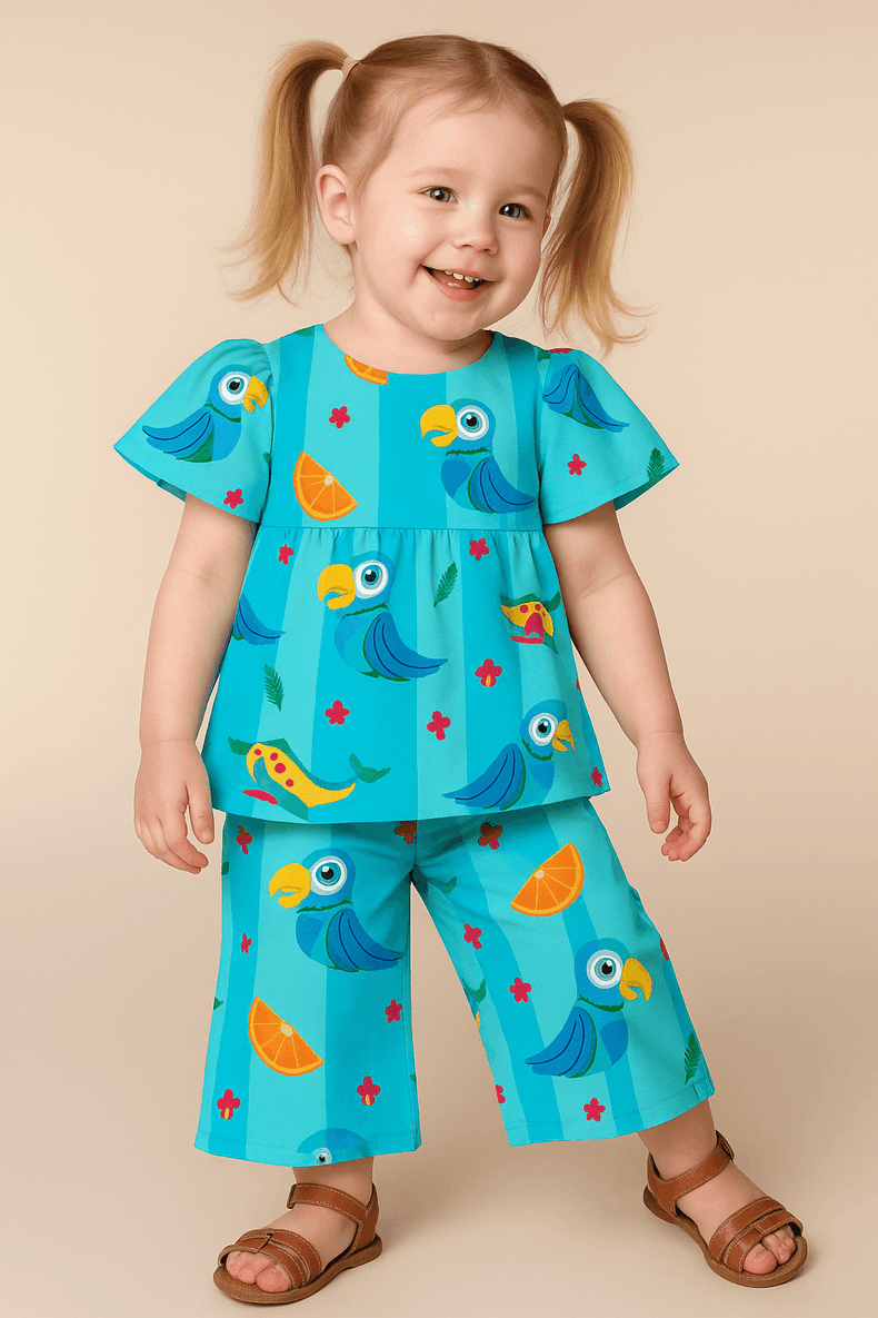 Parrot and tropical fruits Co-ord Set