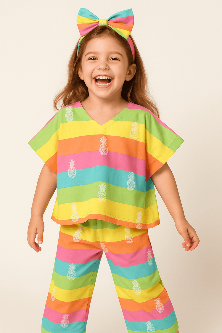 Multi-Coloured Stripes Co-ord Set