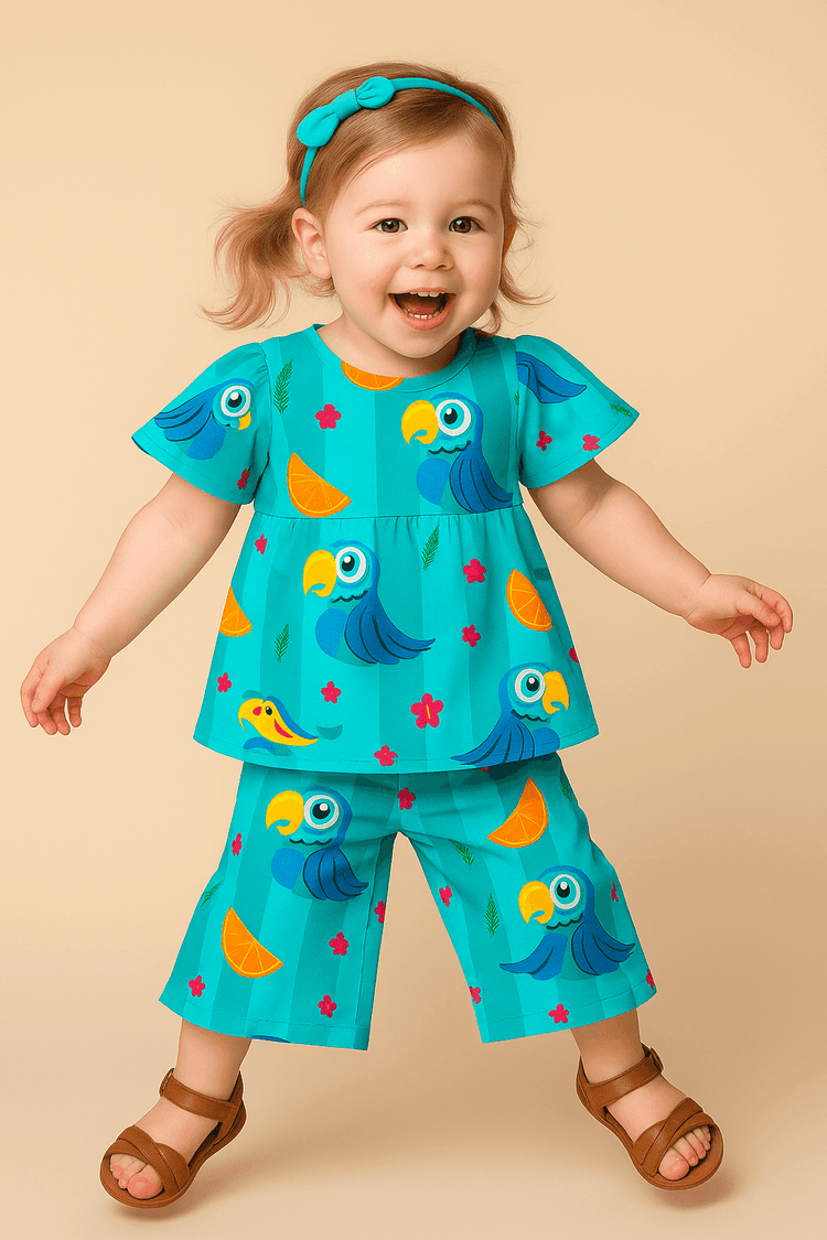 Parrot and tropical fruits Co-ord Set