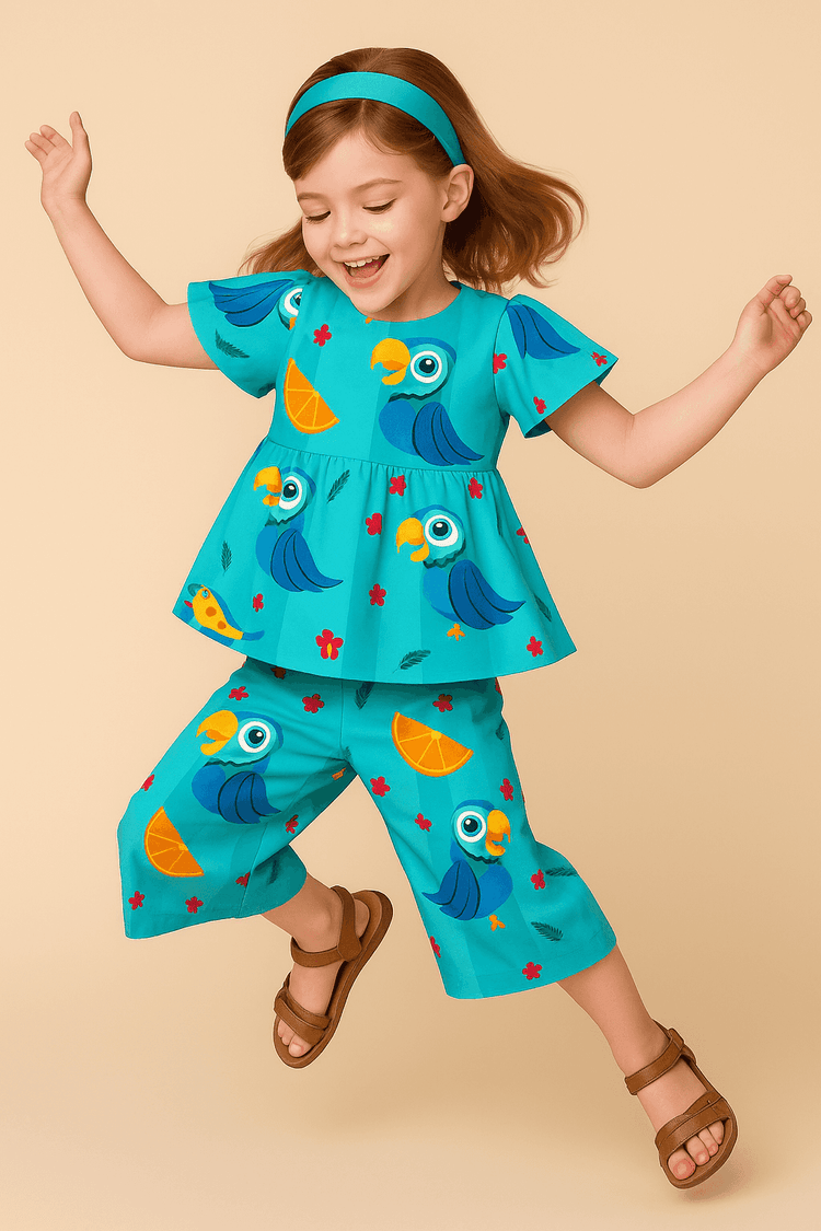 Parrot and tropical fruits Co-ord Set