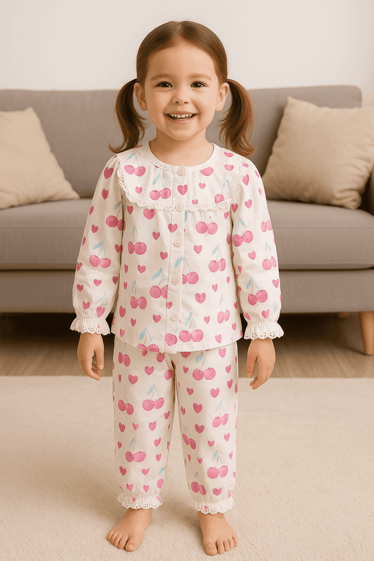 Cherry Heart Pajama Set - Night Wear