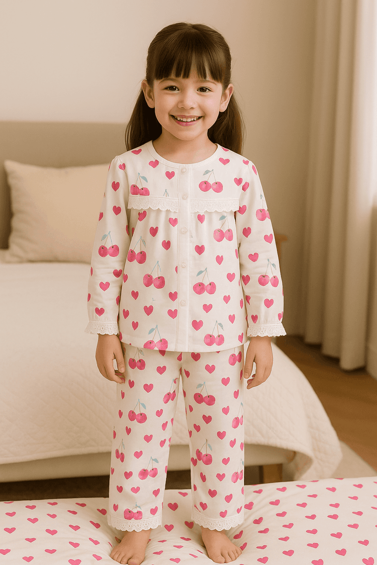 Cherry Heart Pajama Set - Night Wear