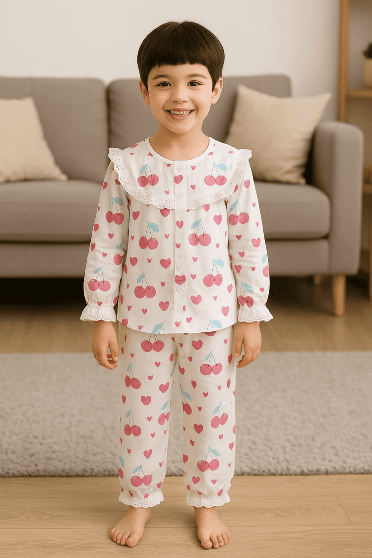 Cherry Heart Pajama Set - Night Wear