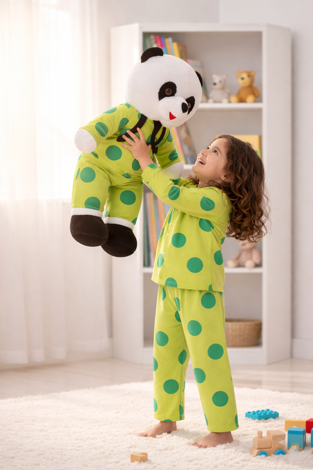 Green Polka Pajama Set - Night Wear