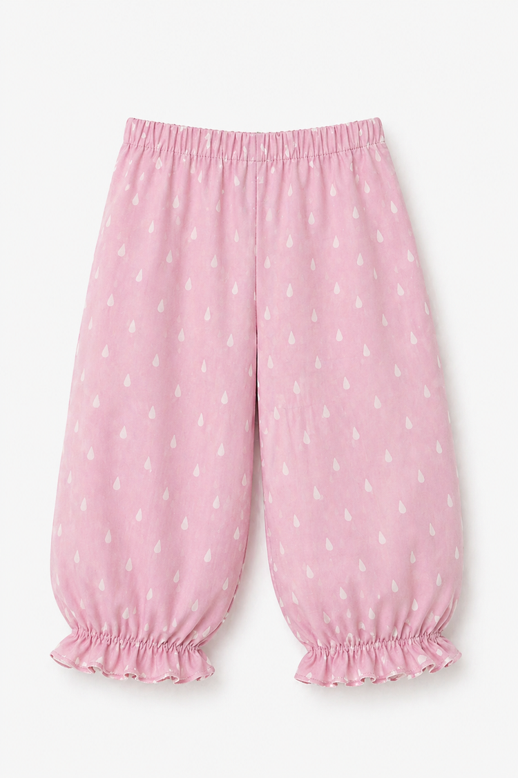 Pink and white Raindrops Night Suit