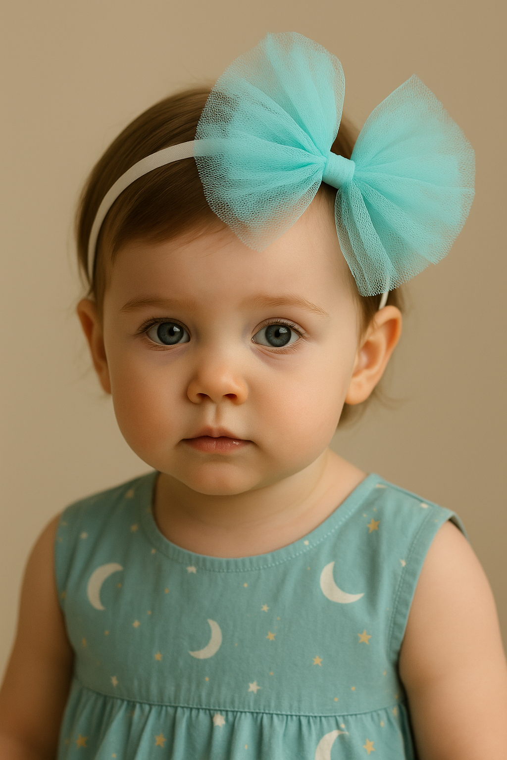 Powder Blue Flower Bow Hairband