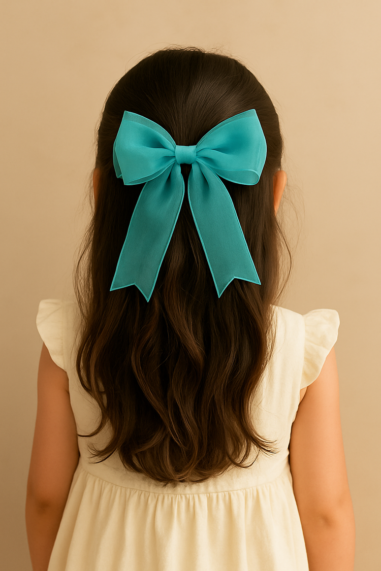 Teal Bow Hair Tie