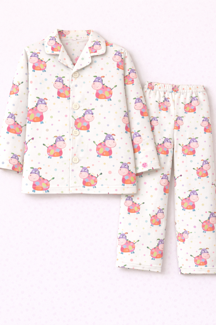 Pink Cow Pajama Set - Night Wear