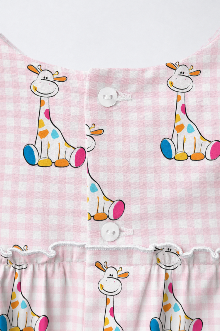Pink Gingham Giraffe Baby Co-ord Set