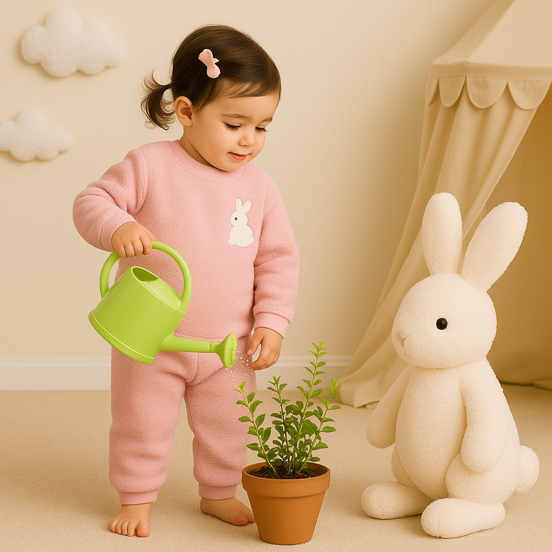 Pink Bunny Fleece Set