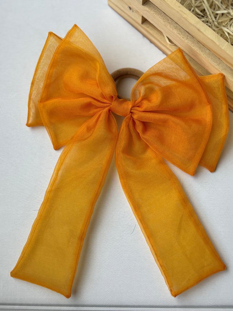 Tangerine Bow Hair Tie