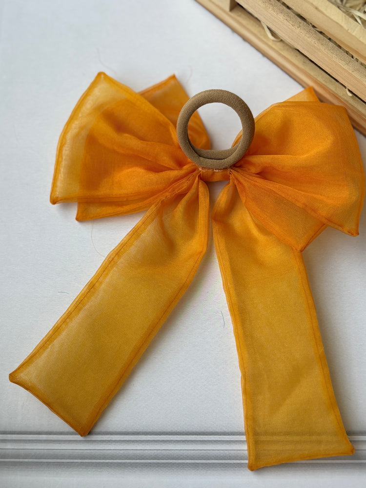 Tangerine Bow Hair Tie