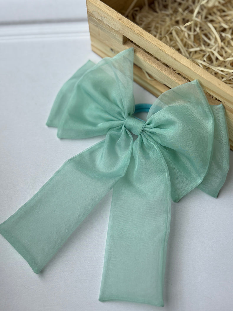 Powder Blue Bow Hair Tie