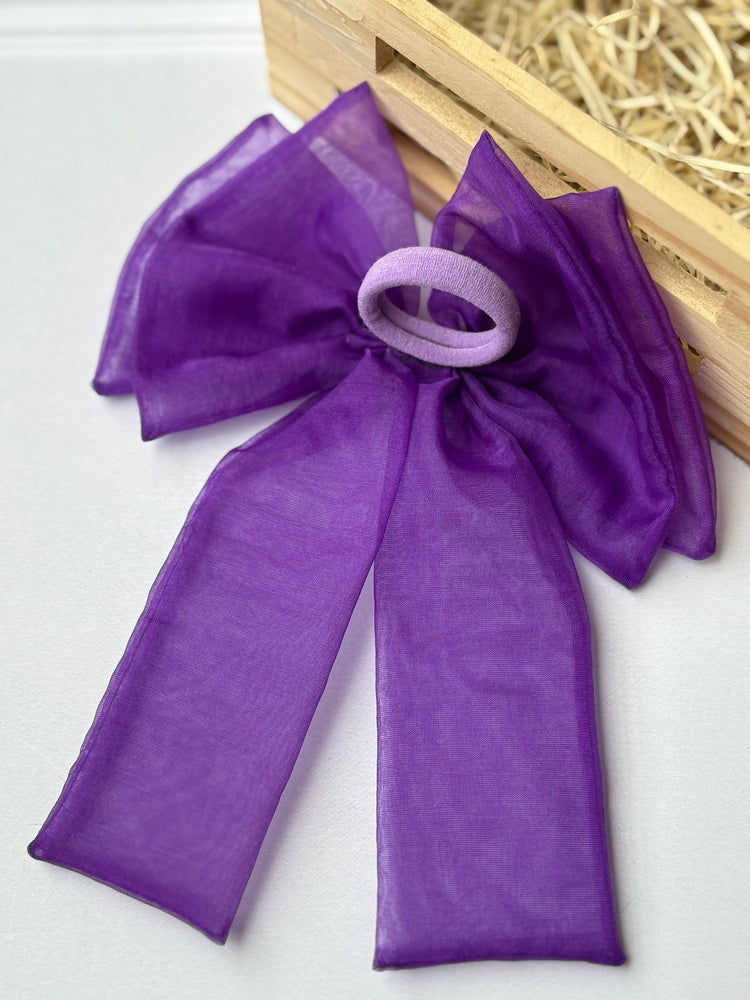 Violet Bow Hair Tie