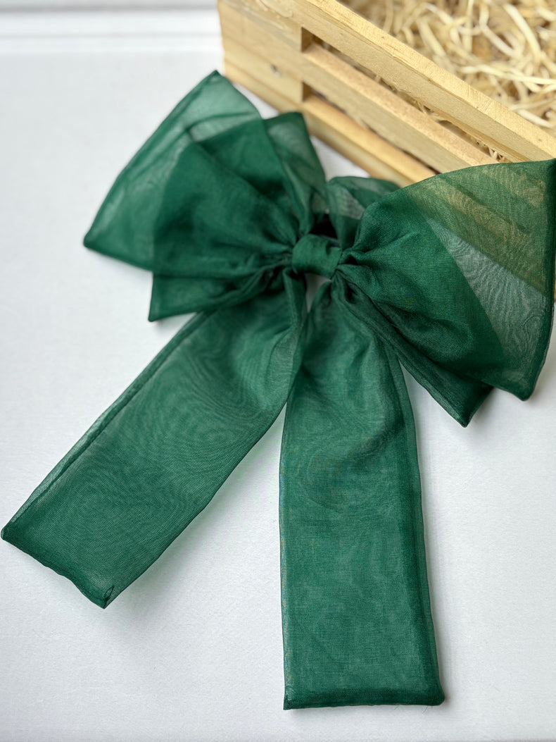Emerald Green Bow Hair Tie