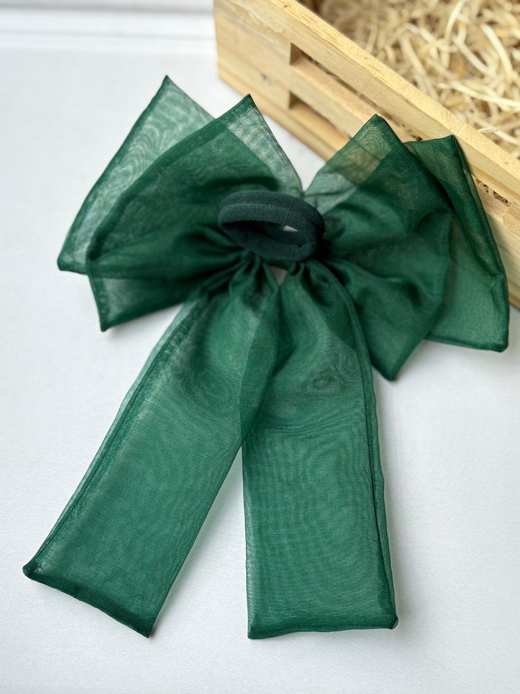 Emerald Green Bow Hair Tie