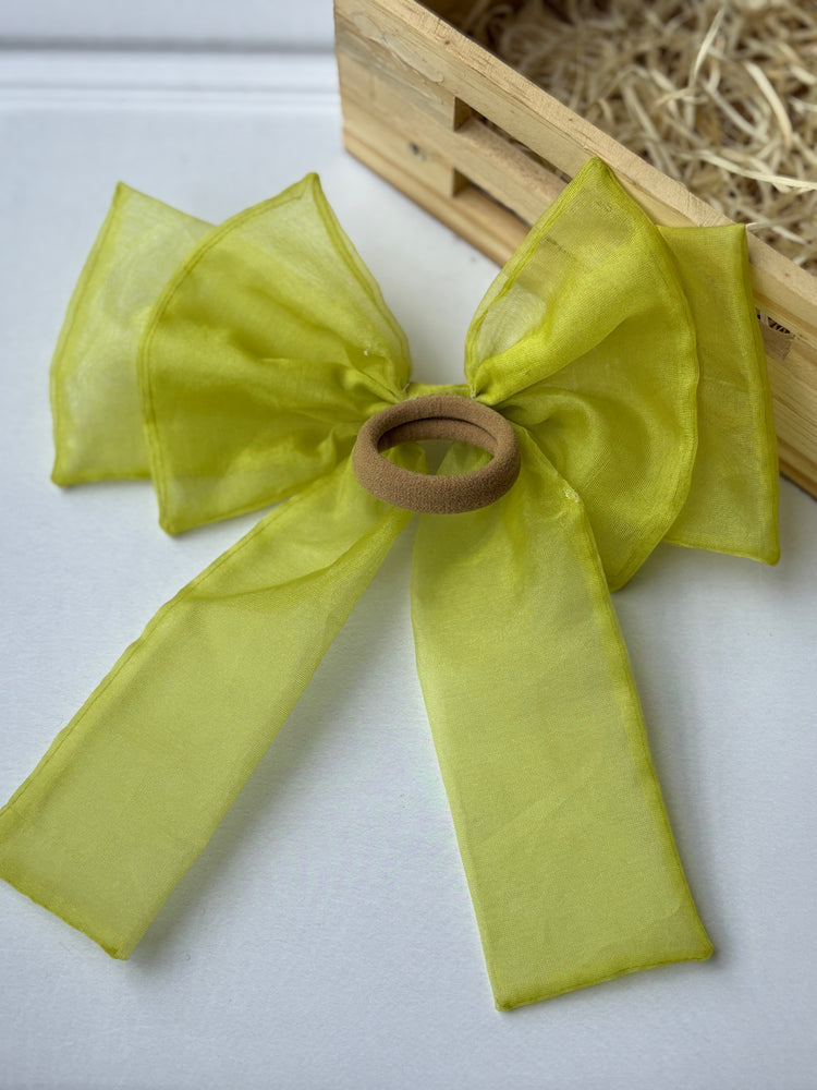Lime Green Bow Hair Tie