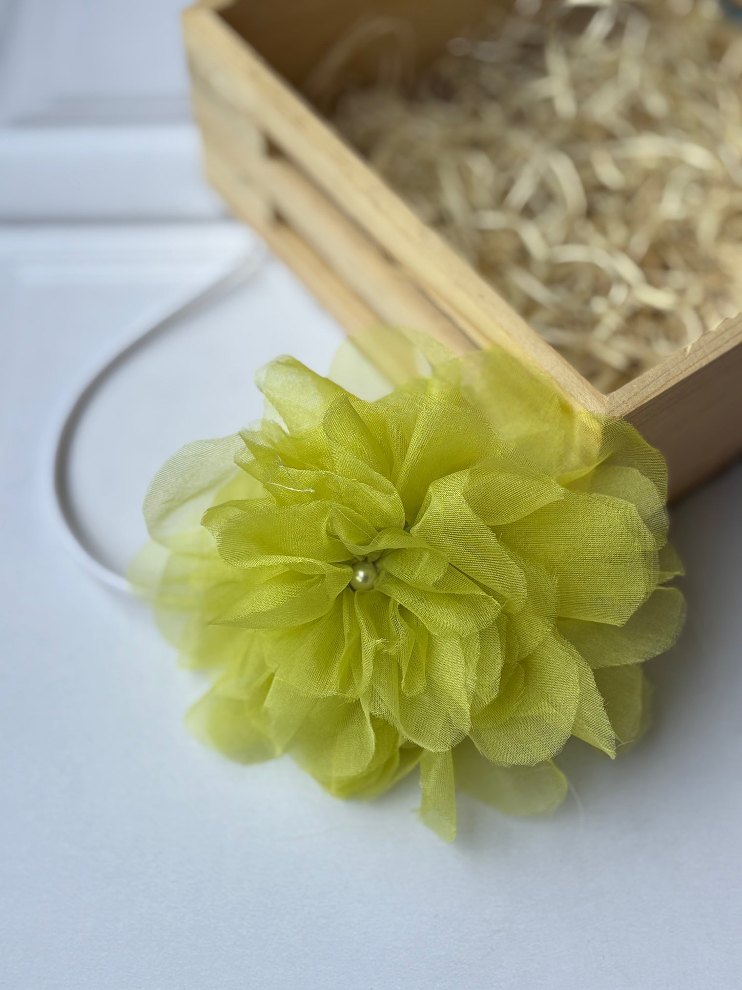 Lime Flower Organza Bow Hairband