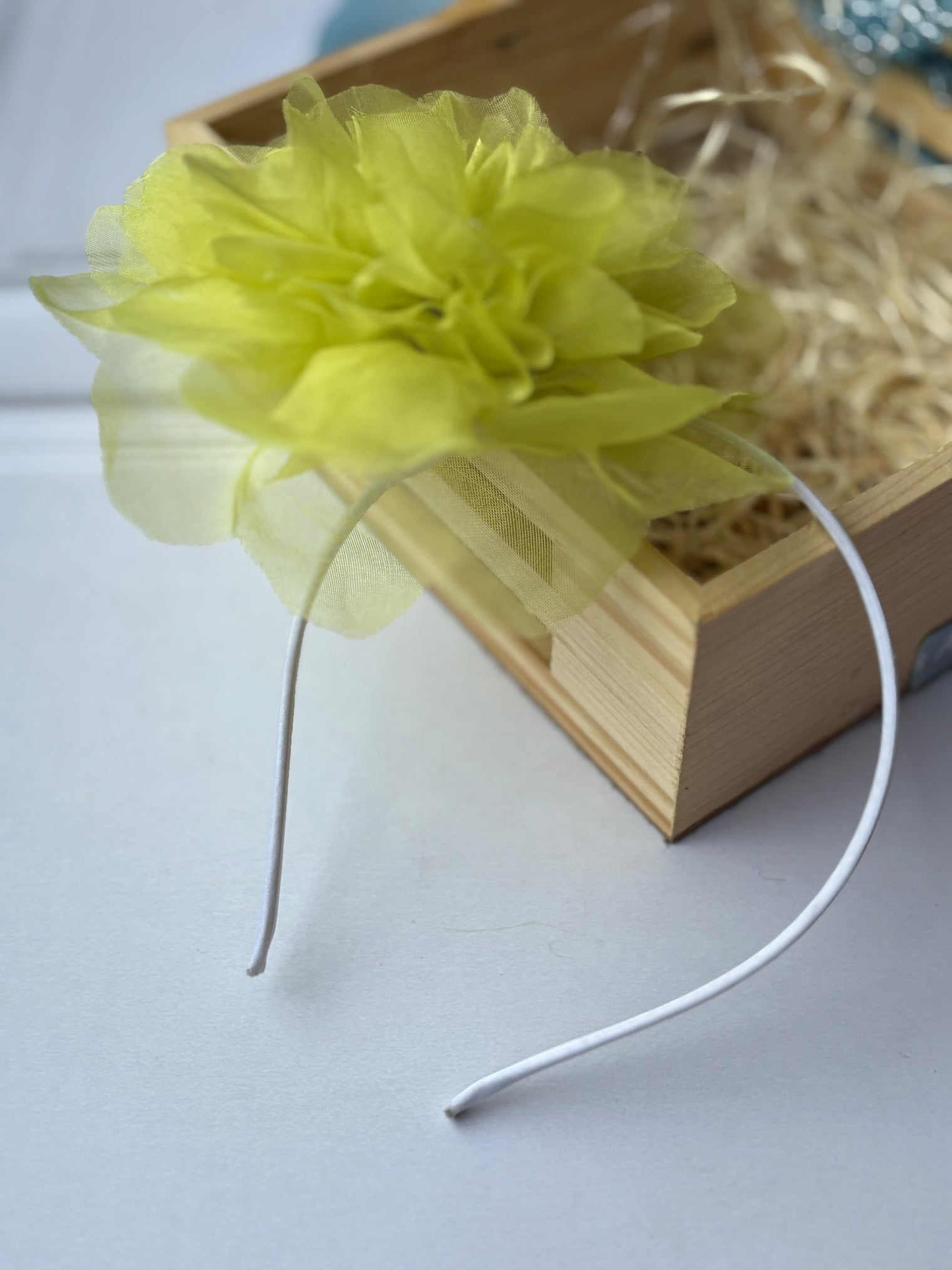 Lime Flower Organza Bow Hairband