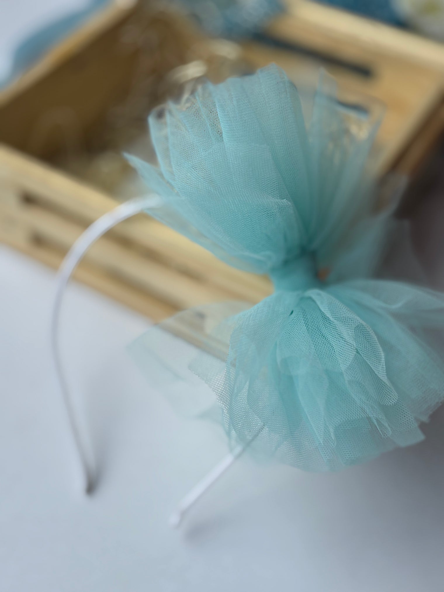 Powder Blue Flower Bow Hairband